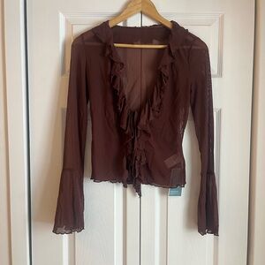 Brown Mesh Blouse